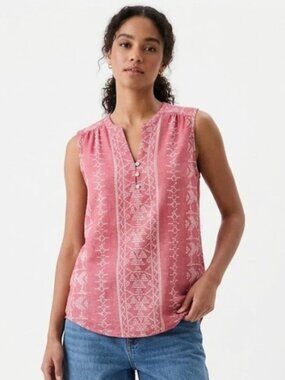 St. John's Bay Tank Pink White Boho Festival Beach Summer XL